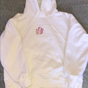 brandy melville white hoodie with small red devil